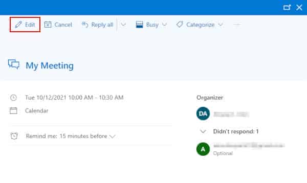 Как перенести встречу в Outlook