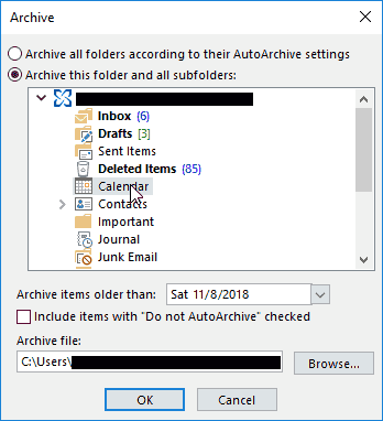 Как удалить старые элементы календаря в Outlook