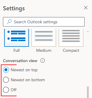 Как включить/отключить представление беседы в Outlook