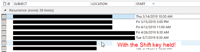 Как удалить старые элементы календаря в Outlook